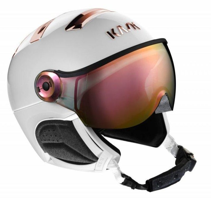 Lyžařská helma se štítem Kask Piuma R Chrome white/pink/gold