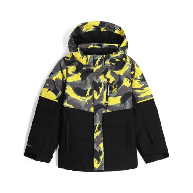 Lyžařská bunda Spyder Boy Impulse Synthetic Down Jakcet Camouflage Acid Yellow