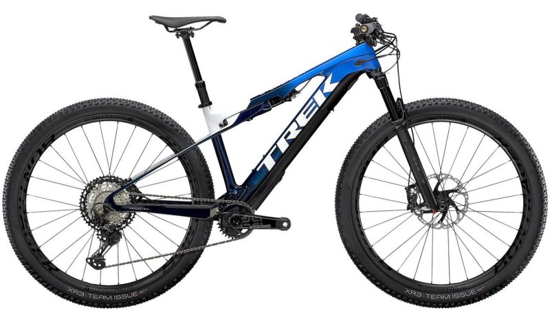 Horské elektrokolo Trek E-Caliber 9.8 Gloss Alpine Navy Smoke/Trek White