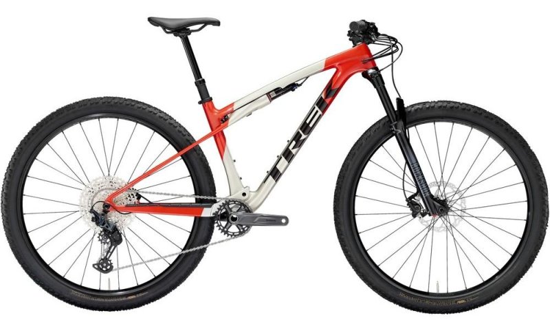 Celoodpružené horské kolo Trek Supercaliber SL 9.6 Gen 2 Lunar Silver/Lava Red