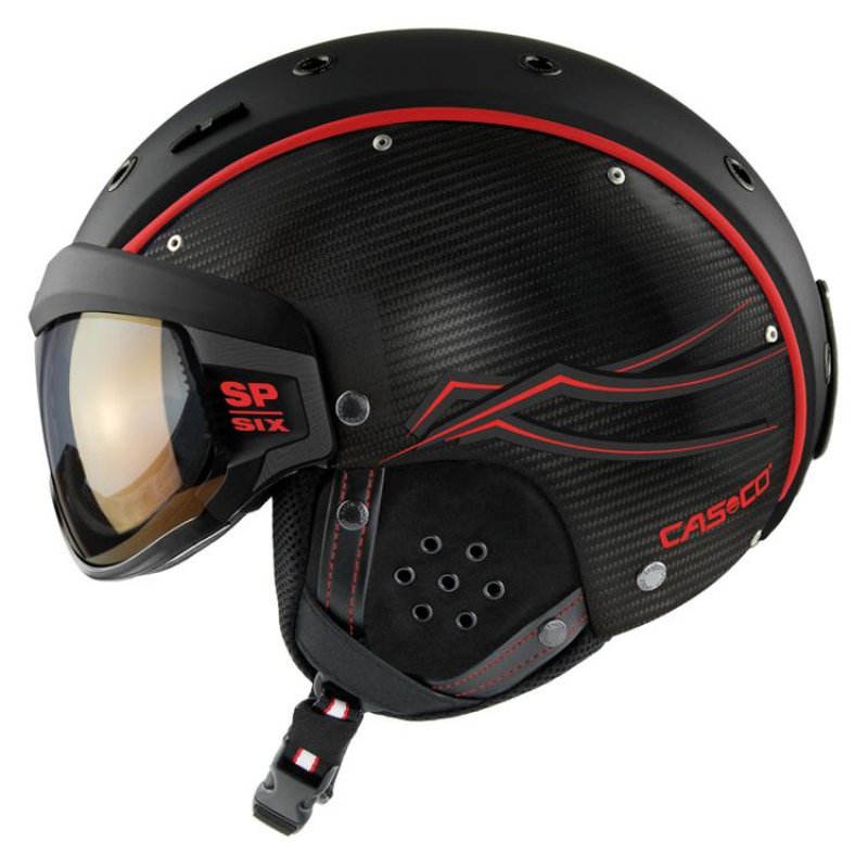 Lyžařská helma se štítem Casco SP6 2595 Limited Race Carbon black/red