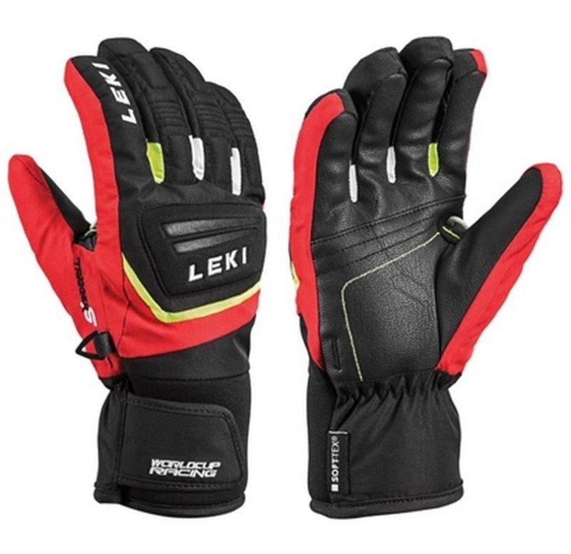 Lyžařské rukavice Leki WC S Junior red/white/yellow