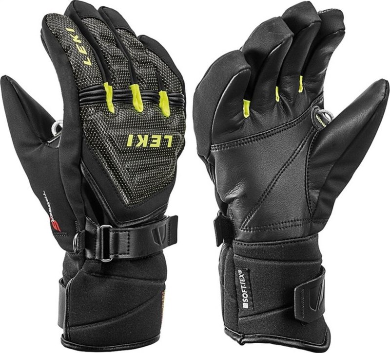 Lyžařské rukavice Leki WC Race Coach Flex S GTX Jr black/ice lemon